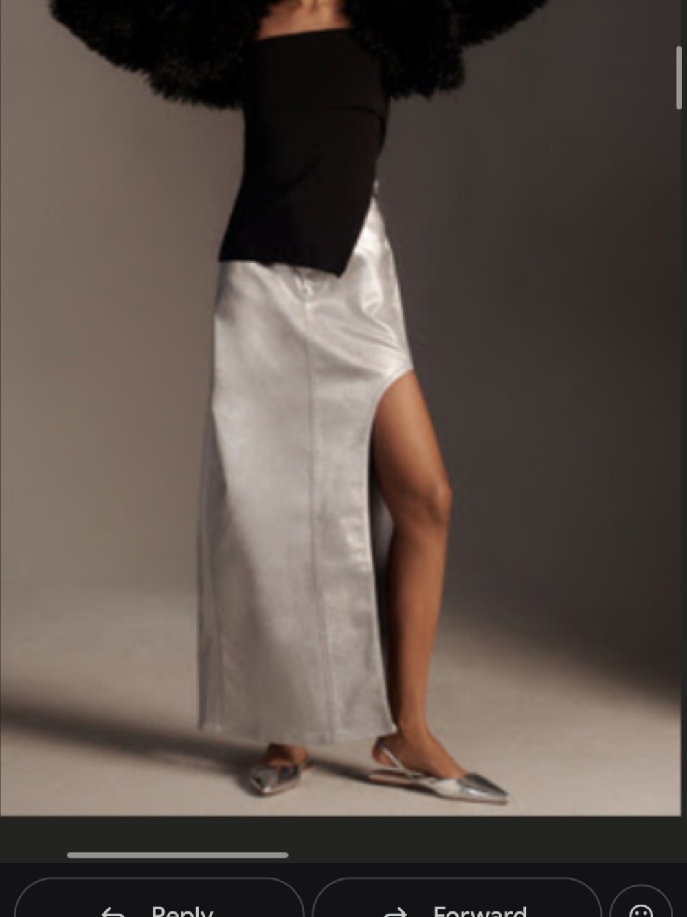 Anthropologie silver metallic midi skirt